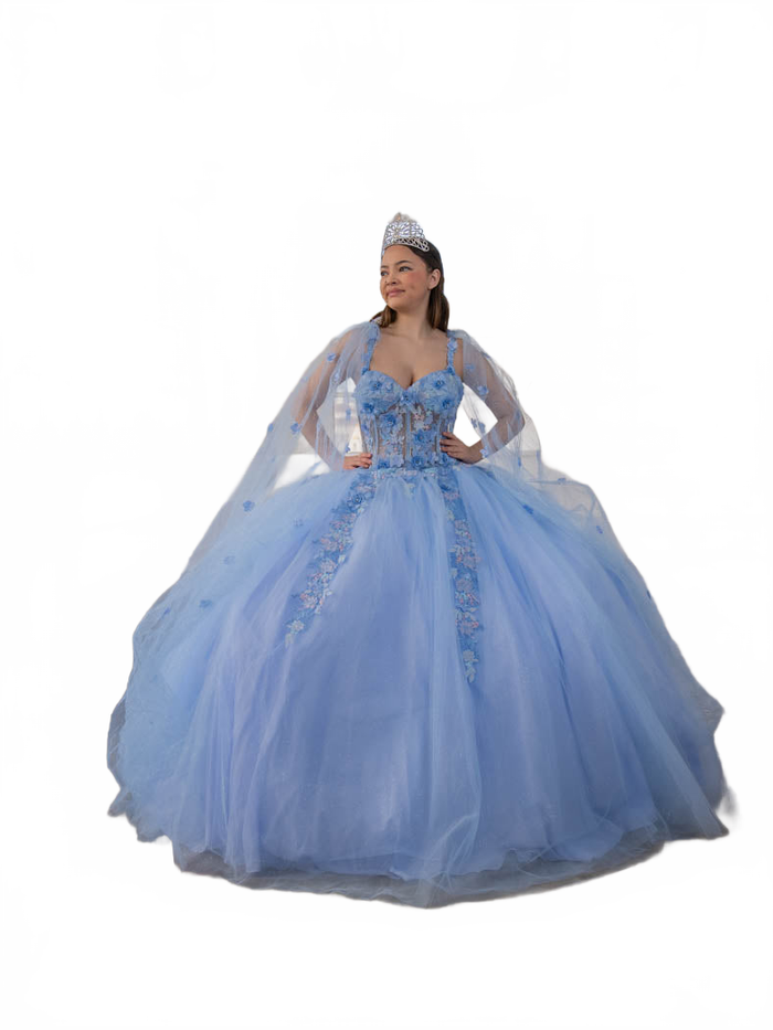 Calla SCL-30006 Sleeveless Quince Dress Detachable Cape Sleeve Ball Gown