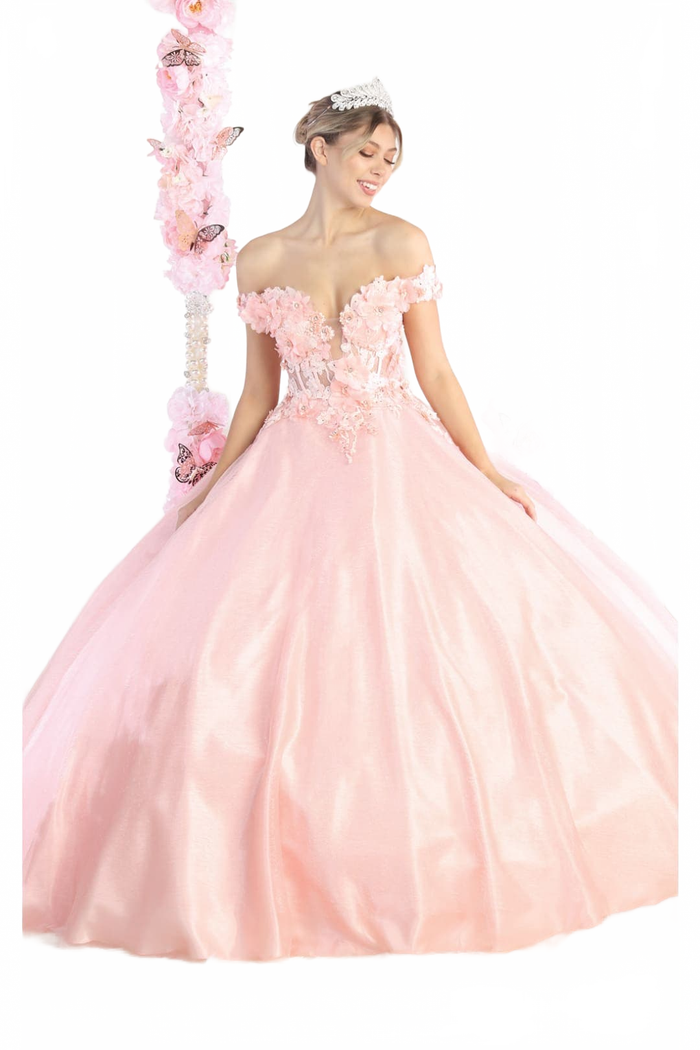 Quinceanera Dress Ball Gown Off The Shoulder Floral Corset Style
