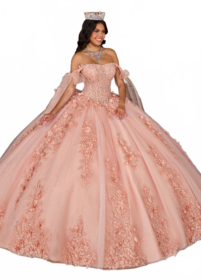 Rachel Allan RQ1132 Applique Sheer Corset Quinceanera Dress