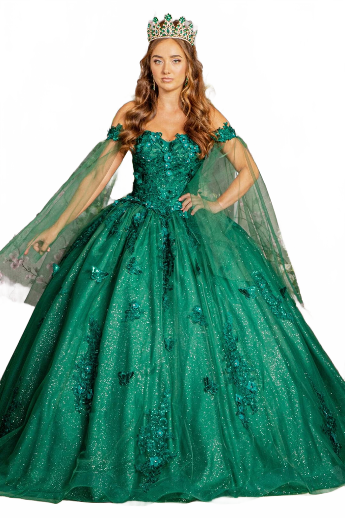 Applique Cape Sleeve Gown by Elizabeth KGL3181