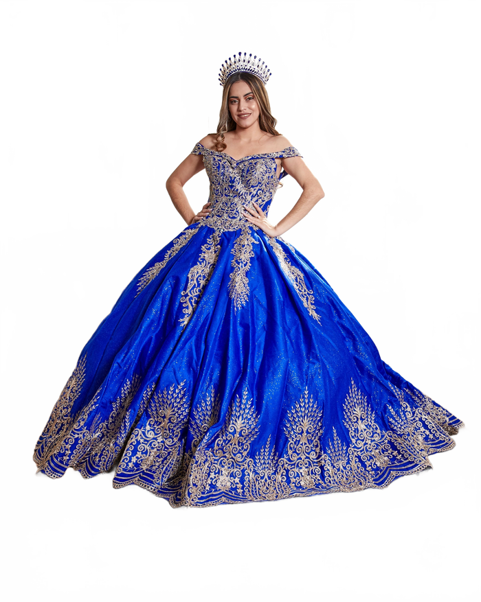 Glitter Embroidered Quince Dress Applique Off Shoulder Ball Gown by Calla KY72838