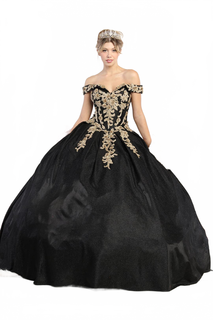 Plus Size Ball Gown in Black/Gold | Formal Quinceanera Dress