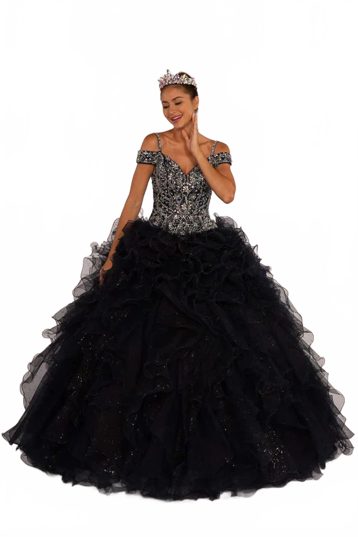 Beaded Cold Shoulder Ball Gown by Elizabeth KGL2516