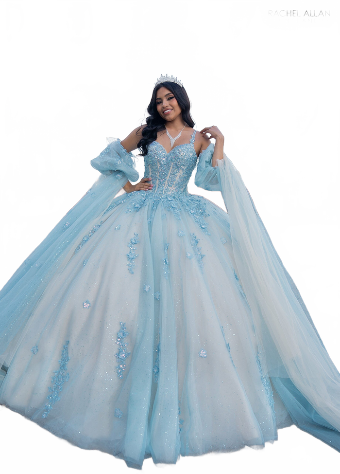 Rachel Allan RQ1133 Cape Sleeve Quinceanera Dress