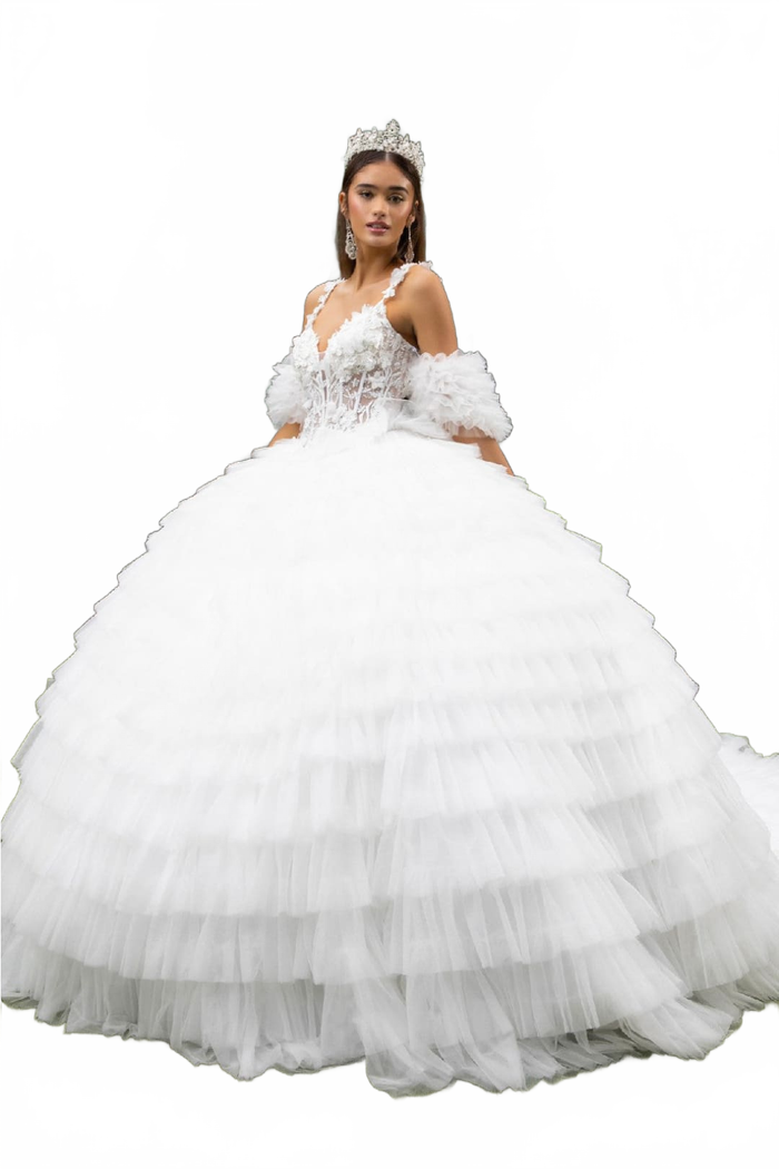 Sleeveless Ruffled Ball Gown by GLS Gloria GL3610