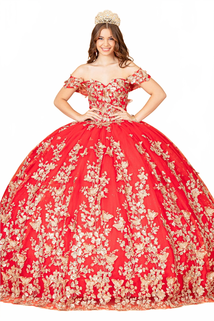 Red and Gold Quinceanera Dress by Elizabeth KGL3077