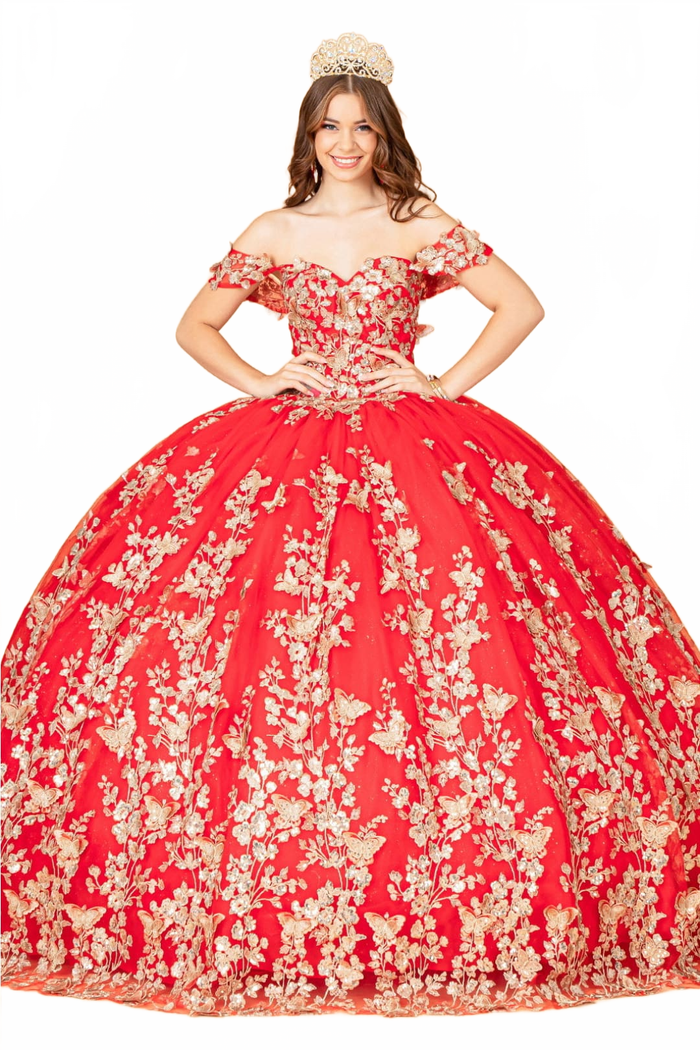 Red and Gold Quinceanera Dress by Elizabeth KGL3077