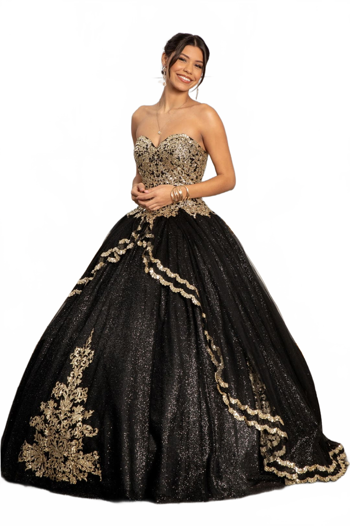Strapless Glitter Ball Gown by Elizabeth KGL3022
