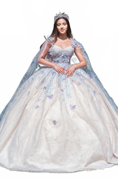 3D Butterfly Cape Ball Gown by GLS Gloria GL3501