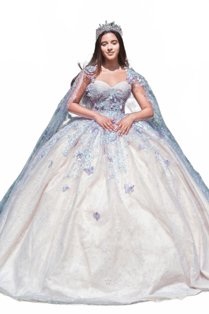 3D Butterfly Cape Ball Gown by GLS Gloria GL3501