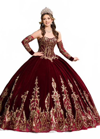 Alta Couture MQ3051 Strapless Velvet Quinceanera Dress