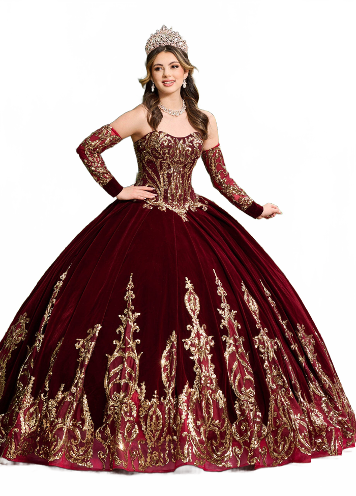 Alta Couture MQ3051 Strapless Velvet Quinceanera Dress