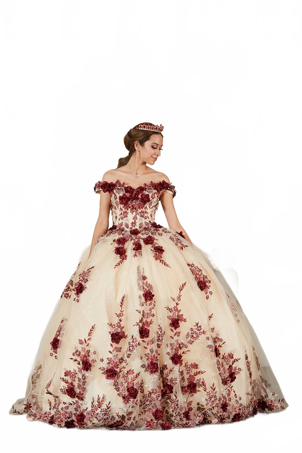 3D Floral Quinceanera Dress Off-Shoulder Ball Gown by Calla SCL-30036