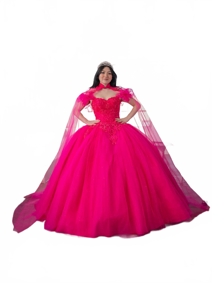 Removable Off the Shoulder Quinceanera Dress Embroidered Cape Ball Gown by Calla SCL-30010