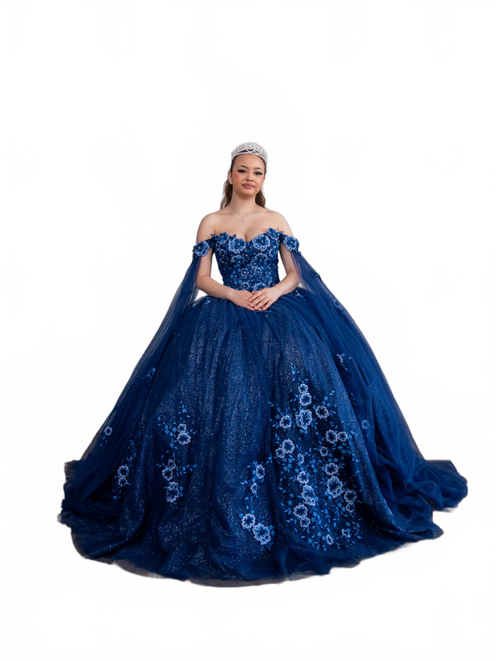 Off-Shoulder Quinceanera Dress Cape Sleeve Ball Gown by Calla SCL30014