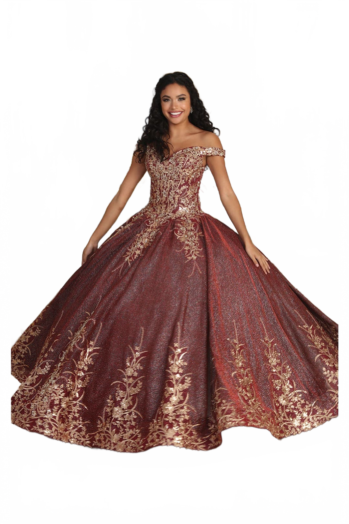 Plus Size Ball Gown in Burgundy | Formal Quinceanera Dress by LK220