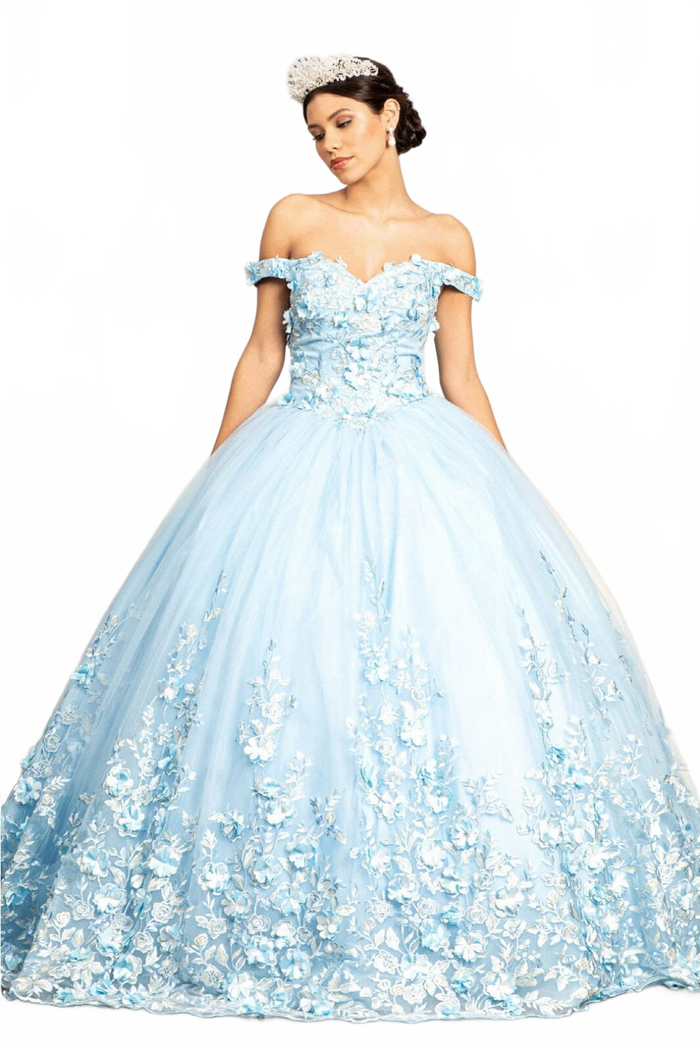 3D Floral Off Shoulder Ball Gown by Elizabeth KGL1960