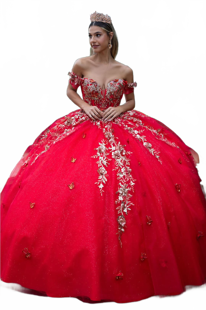 Red And Gold Quinceanera Dresses | Ball Gown by GL3522
