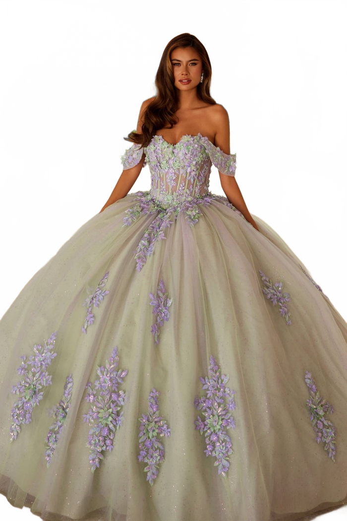 Applique Off Shoulder Ball Gown by Juliet JT1479J