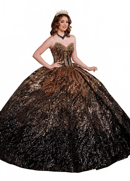 Rachel Allan RQ3121 Sequin Tulle Strapless Quinceanera Dress