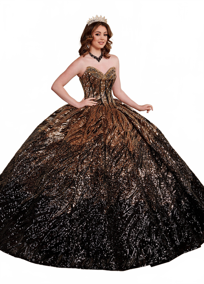 Rachel Allan RQ3121 Sequin Tulle Strapless Quinceanera Dress