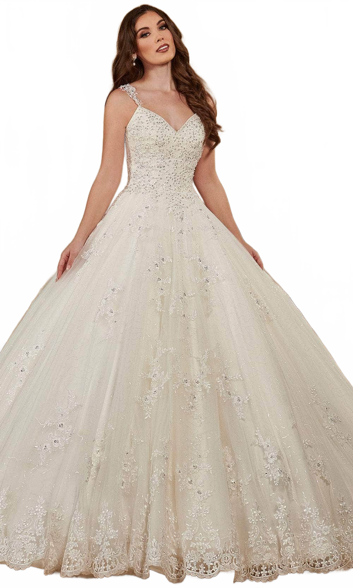 Rachel Allan MB6084 V-Neck Organza Ball Gown with Bolero