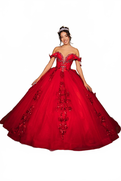 Long Gala Dress Sweetheart Sequin Quince Gown By Layla K LK274