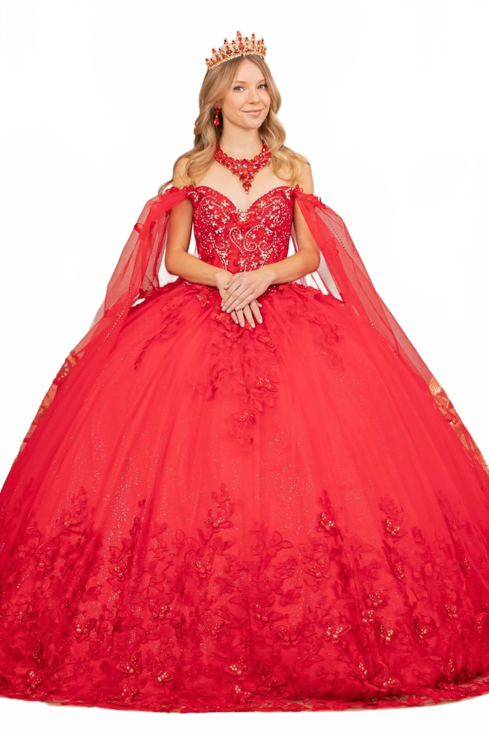 3D Butterfly Cape Sleeve Ball Gown by Elizabeth KGL3110