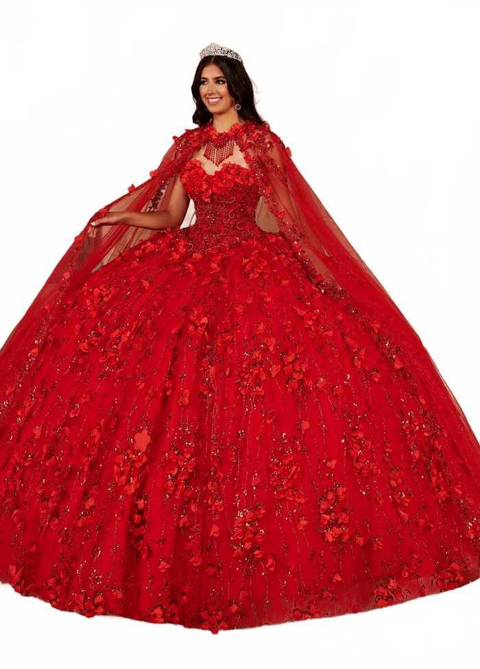 Alta Couture MQ3075 Cape Quinceanera Dress