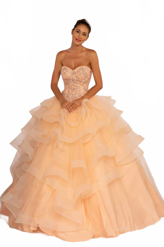 Strapless Ball Gown with Ruffled Skirt by Elizabeth KGL2515