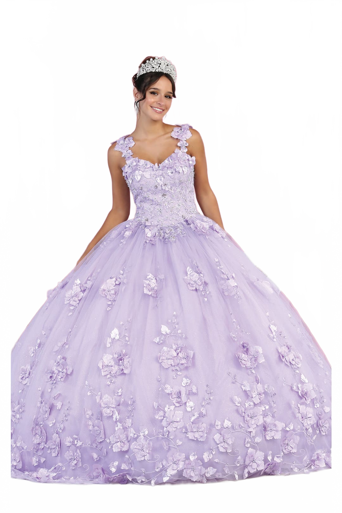 Layla K LK157 Sleeveless Floral Embroidered Quinceañera Ball Gown