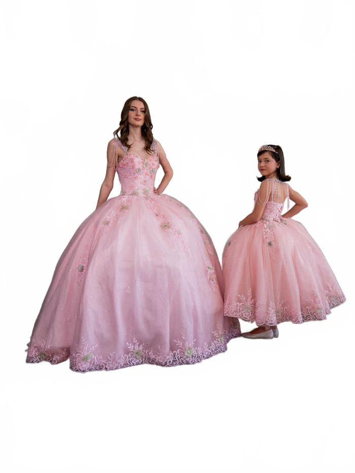 Floral Applique Quinceanera Dress Sleeveless Ball Gown by Calla SCL30011