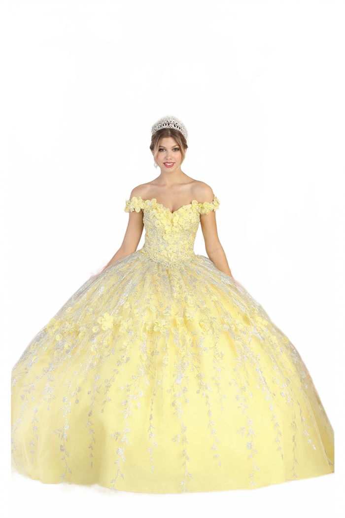 Layla K LK198 Off Shoulder Light Up Floral Quince Ball Gown