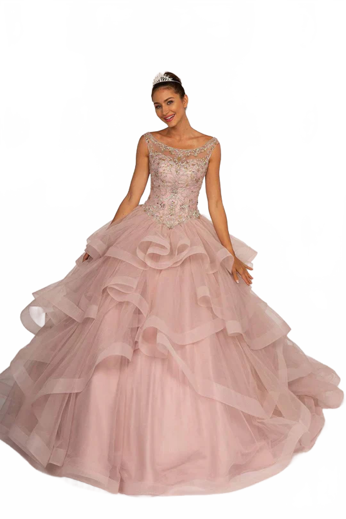 Jeweled Illusion Layered Ball Gown by Elizabeth KGL2517