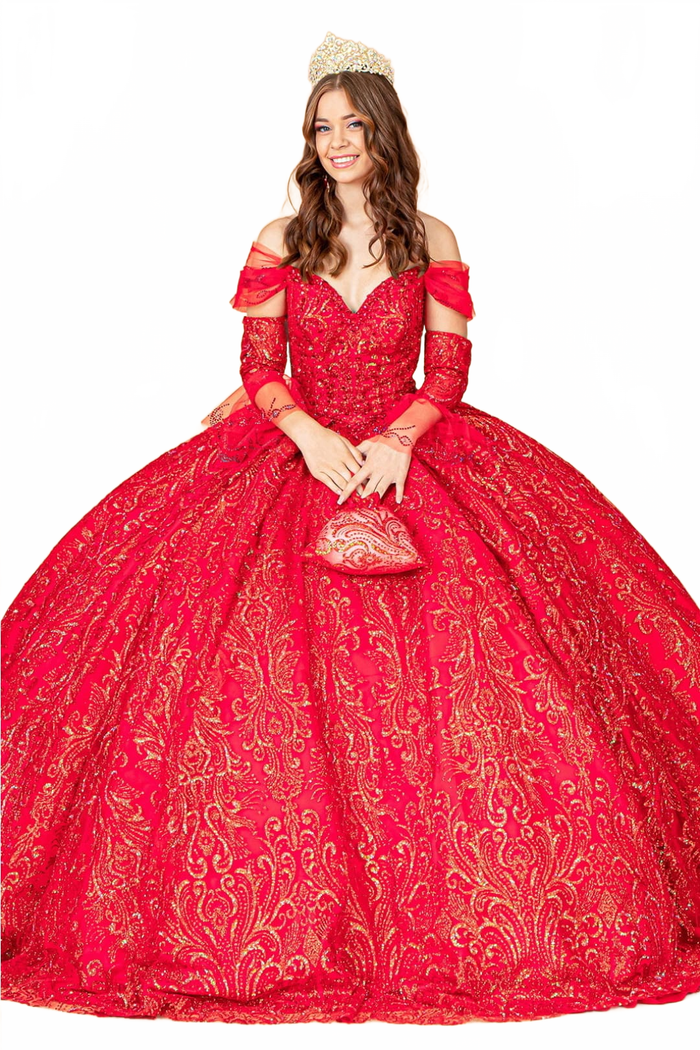 Embellished Off Shoulder Gown by Elizabeth KGL3073