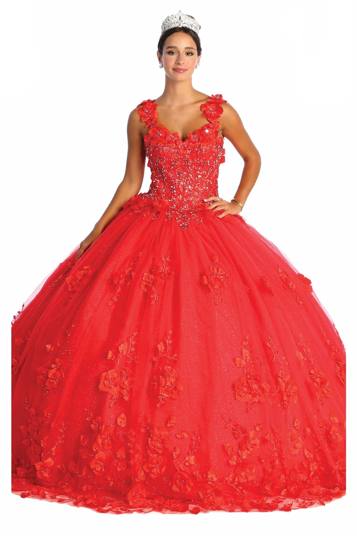 Plus Size Ball Gown in Red | Formal Quinceanera Dress by LK157