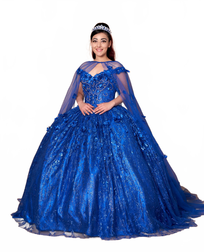 3D Floral Off Shoulder Cape Ball Gown by Calla SCL-30001