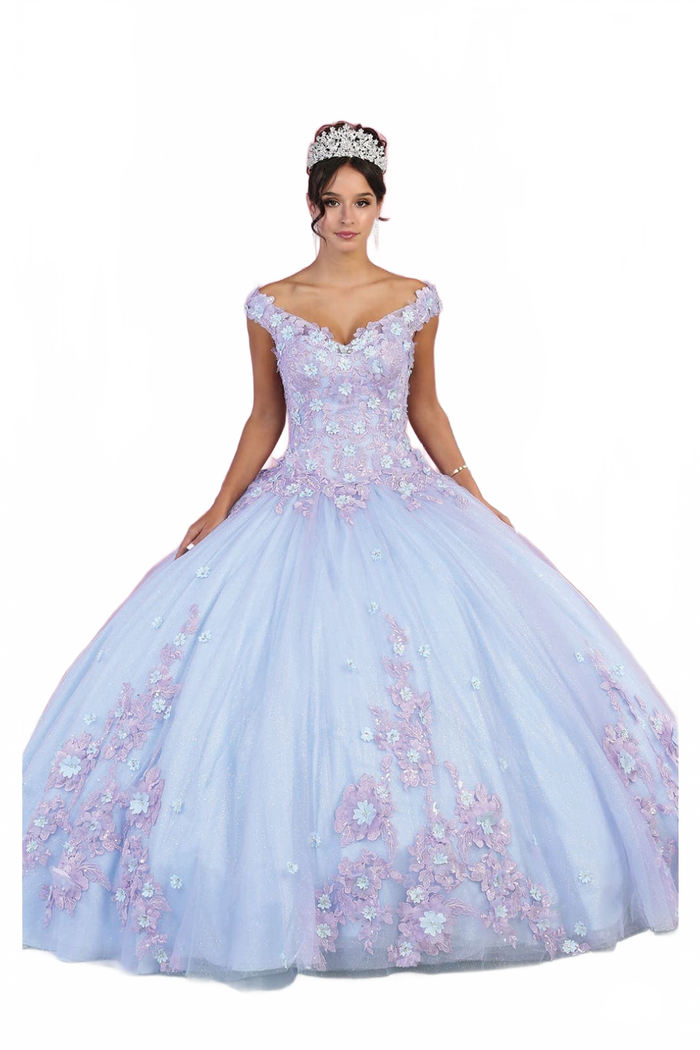 Layla K LK160 Floral Embroidered Glitter Sweet 16 Quince Ball Gown