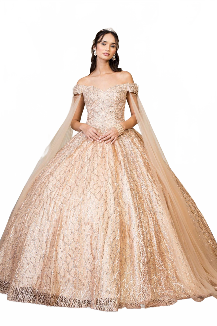 Glitter Off Shoulder Ball Gown by Elizabeth KGL1926