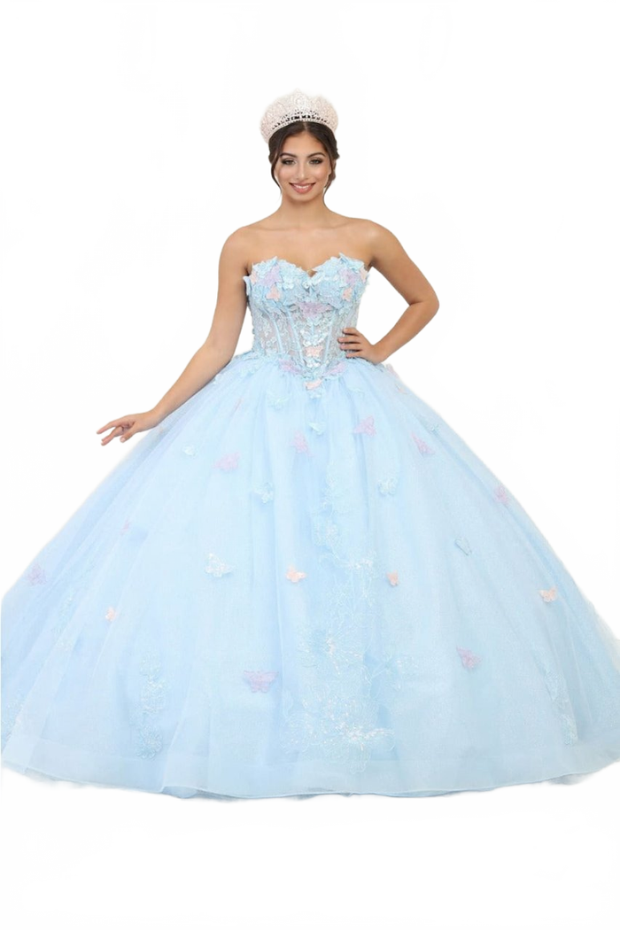 Quinceanera Ball Gown Corset Glitter Sweet 16 Dress by Layla K LK246
