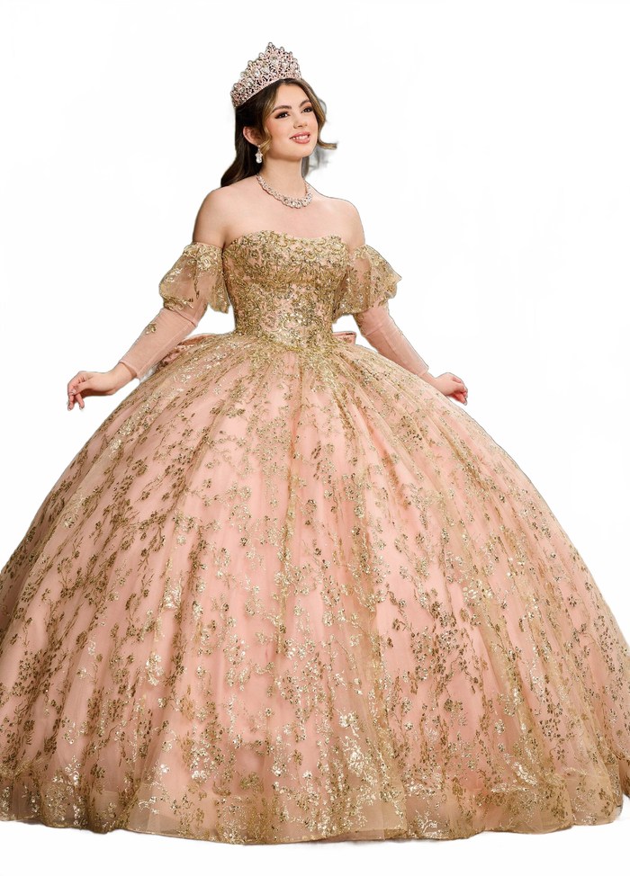 Rachel Allan RQ2176 Strapless Long Sleeve Quinceanera Dress