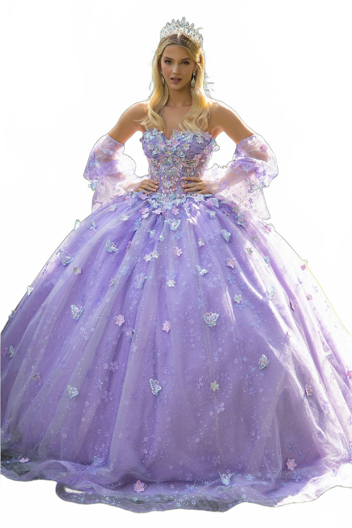 Applique Puff Sleeve Ball Gown by GLS Gloria GL3541