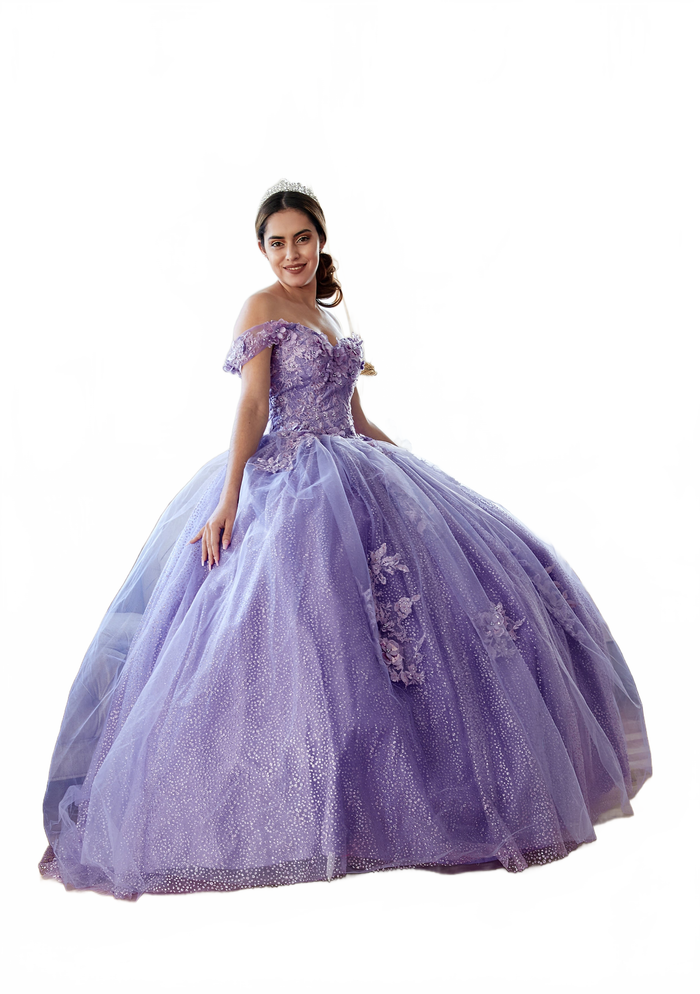 3D Floral Off-Shoulder Glitter Ball Gown by Calla KY-73112