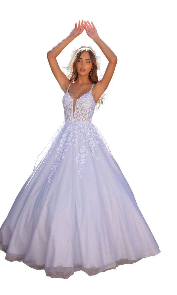 Nox Anabel H1357 Bahama Blue Quinceanera Dress Corset Glitter Ball Gown
