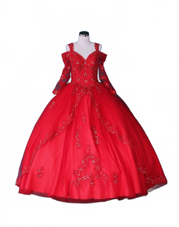 Lace 3/4 Bell Sleeve Quinceanera Dress Embroidered Ball Gown by Calla KY-70029
