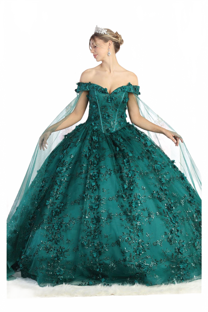 Off Shoulder Floral Corset Quinceanera Ball Gown