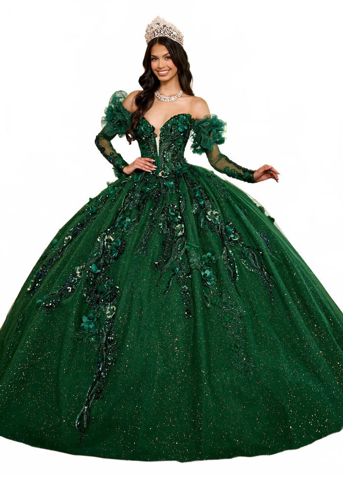 Rachel Allan RQ2184 Strapless Puff Sleeve Quinceanera Dress
