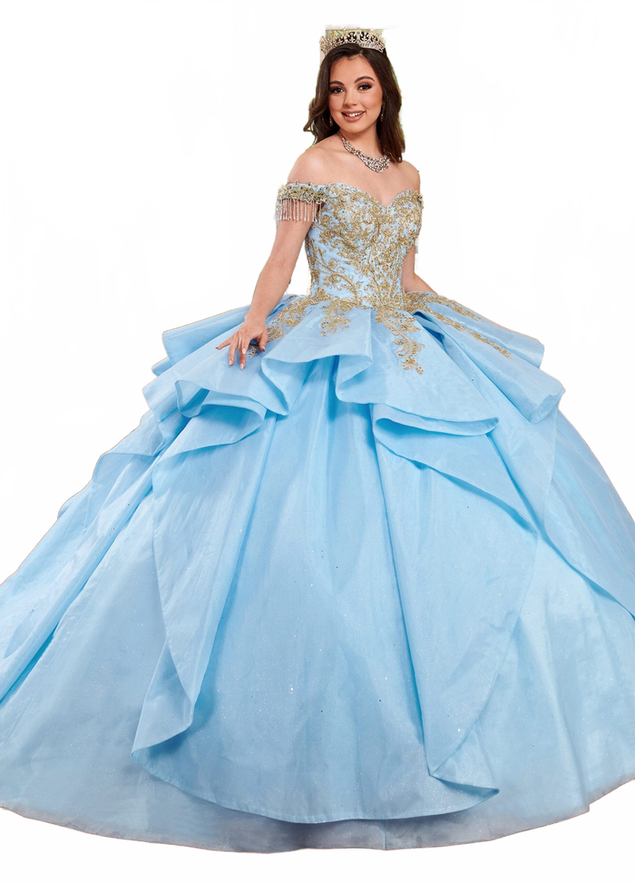 Rachel Allan RQ1117 Off Shoulder Layered Quinceanera Dress