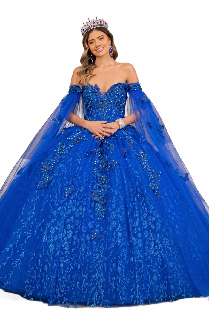 3D Butterfly Cape Sleeve Ball Gown by Elizabeth KGL3111