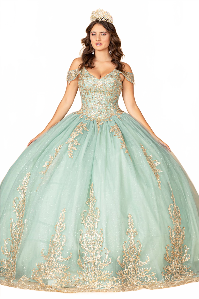 Embroidered Cold Shoulder Ball Gown by Elizabeth KGL3100